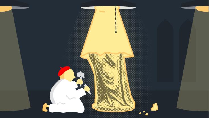 Sculptor chips away at a beam of light