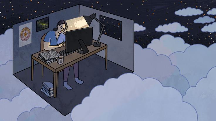 Illustration emphasizing feelings of isolation or loneliness while struggling with mental health issues
